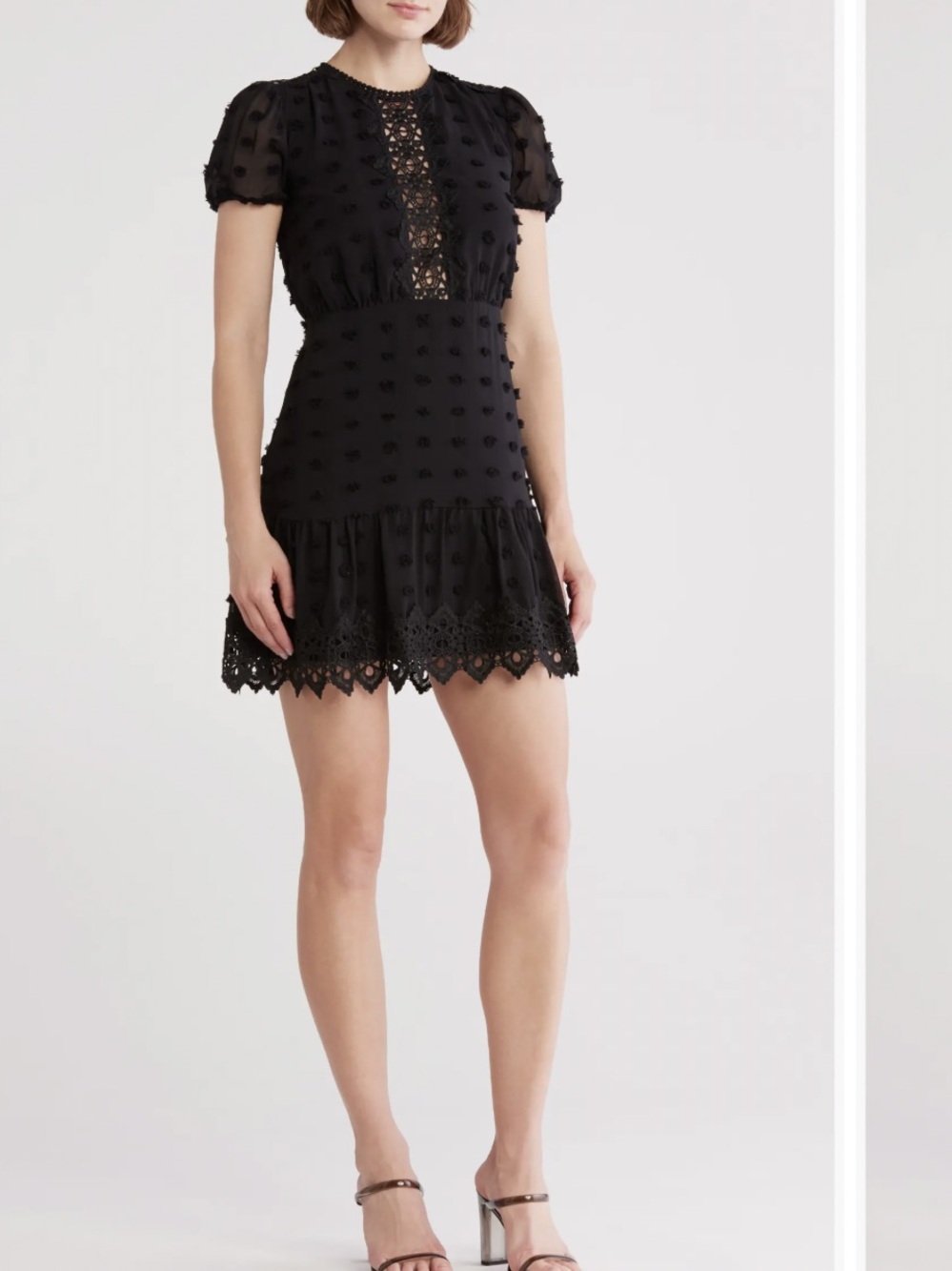 Love By Design Black Mini Dress with Lace Inset